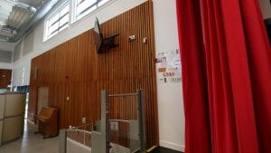 Acoustic wall cladding school assembly hall