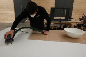 Allstar Joinery employee working Corian worktop