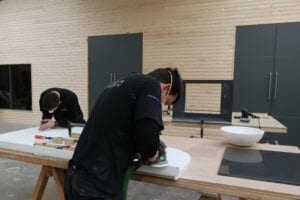 Corian worktop preparation at Allstar JoInery production facility