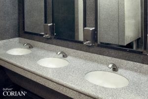 Corian® bathroom worktops and solid surfaces available through Allstar Joinery, Glasgow