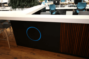 Architects office reception desk including Corian surface by Allstar Joinery