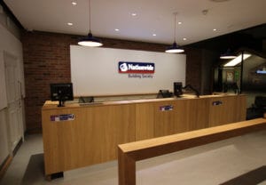 Commercial joinery bespoke bank counter