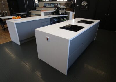 Kitchen work area with bespoke solid surface Corian worktops